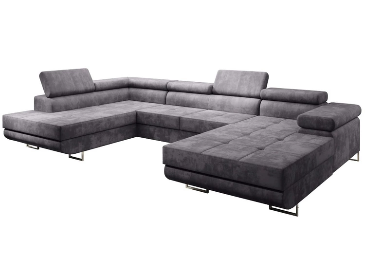 Narożnik U lewy z funkcją spania i pojemnikiem Solam U Szary