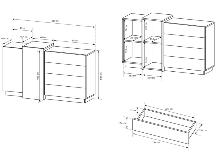Zestaw mebli do sypialni Morten Biały, Dąb Craft Złoty