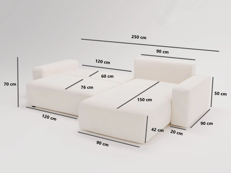 Narożnik L Prawy z funkcją spania i pojemnikiem Tazones Ciemnoszary