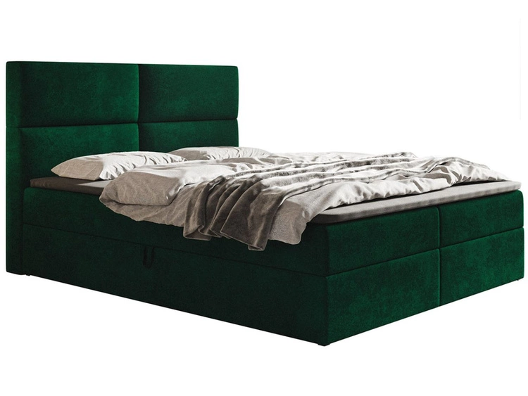 Łóżko kontynentalne z pojemnikiem na pościel 180x200 Hera Zielone