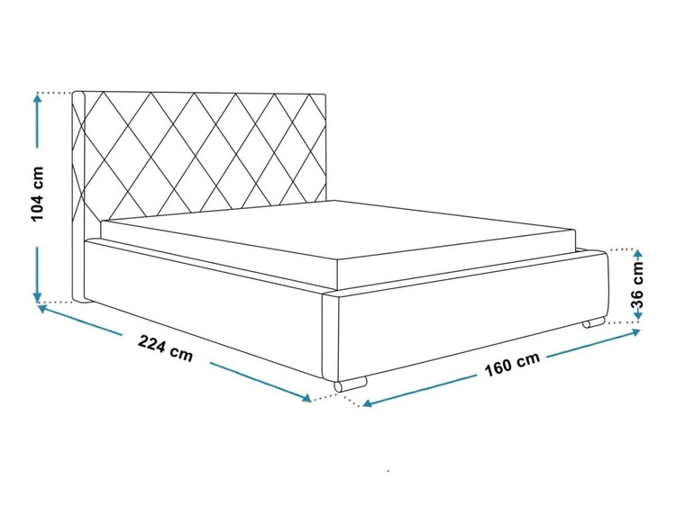 Łóżko tapicerowane z pojemnikiem i stelażem 140x200 Taranto Ciemnoniebieskie