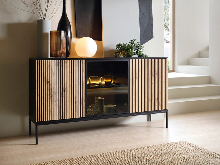 Komoda z drzwiami i oświetleniem LED Deo Dąb Wotan