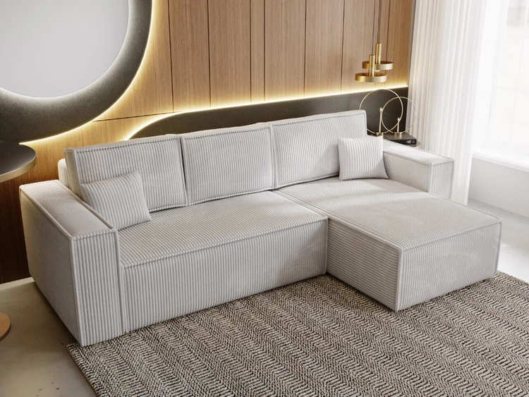 Narożnik L uniwersalny z funkcją spania i pojemnikiem Prato XL Jasny szary