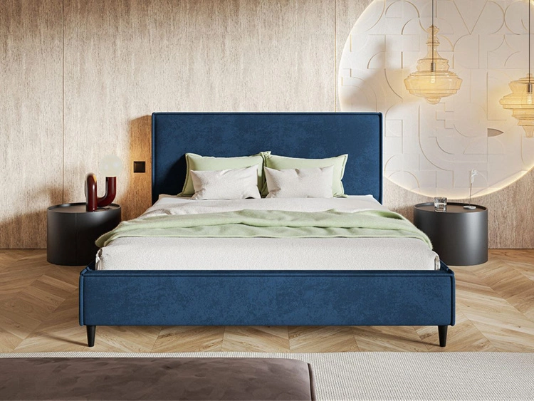Łóżko tapicerowane ze stelażem 160x200 Grenada Niebieskie