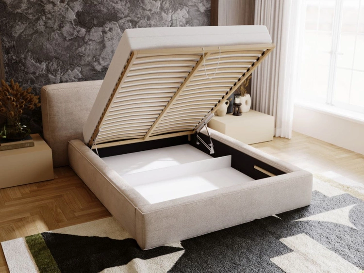 Łóżko tapicerowane z pojemnikiem i stelażem 180x200 cm Monza Zielone