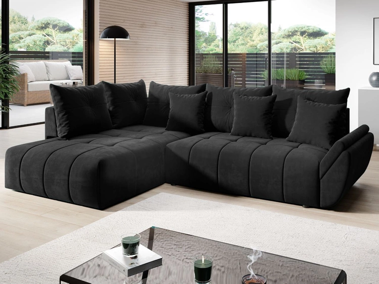 Narożnik L uniwersalny z funkcją spania i pojemnikiem Genoa Antracytowy