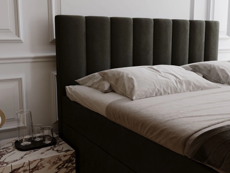 Łóżko kontynentalne z pojemnikiem na pościel 180x200 Mocca Ciemnoszare