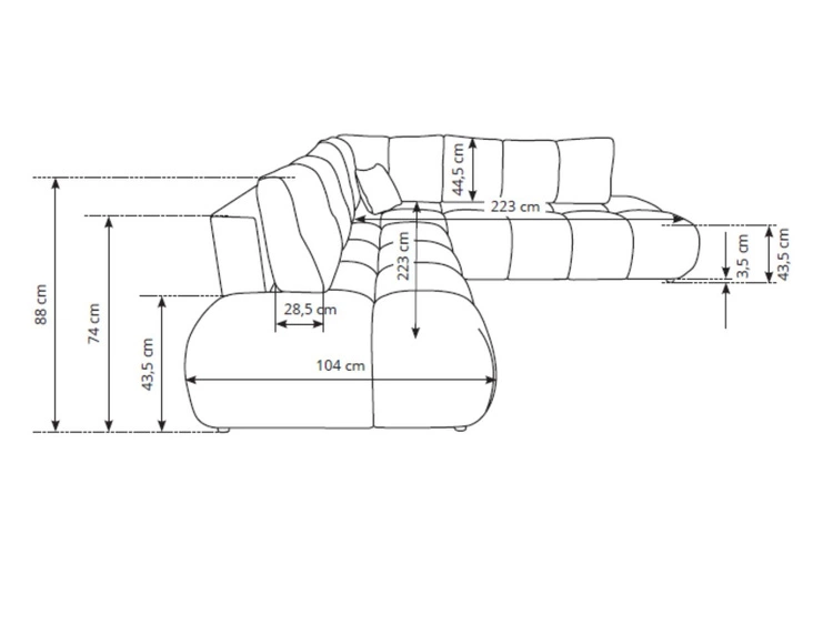Narożnik z funkcją spania i pojemnikiem Lewy Kair Grafitowy