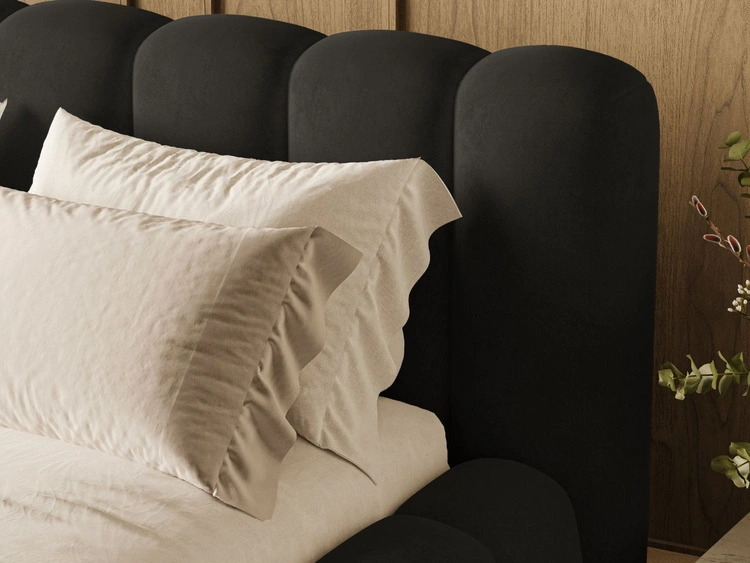 Łóżko tapicerowane z pojemnikiem i stelażem 120x200 Averia Czarny