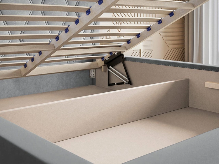 Łóżko tapicerowane z pojemnikiem i stelażem 180x200 Tasso Beżowe