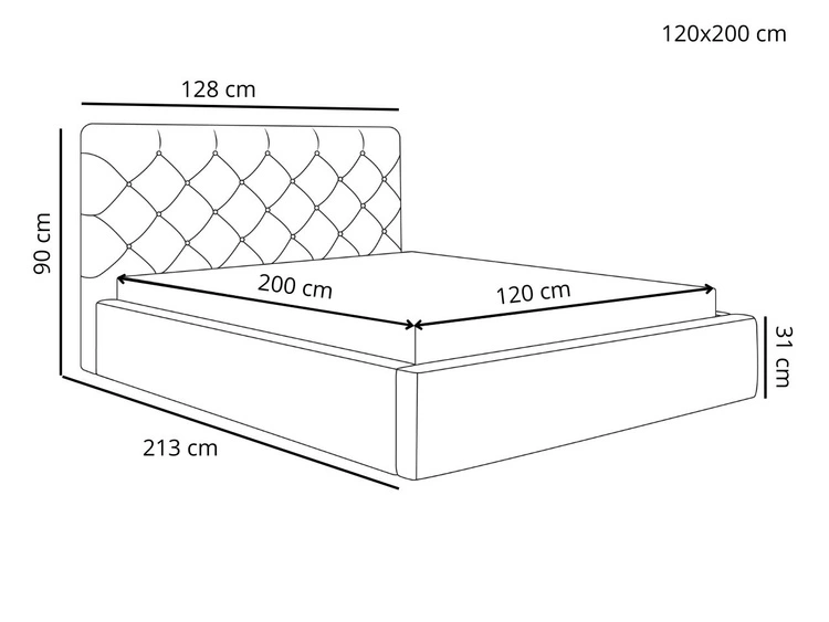 Łóżko tapicerowane z pojemnikiem i stelażem 120x200 Selva Ciemny niebieski