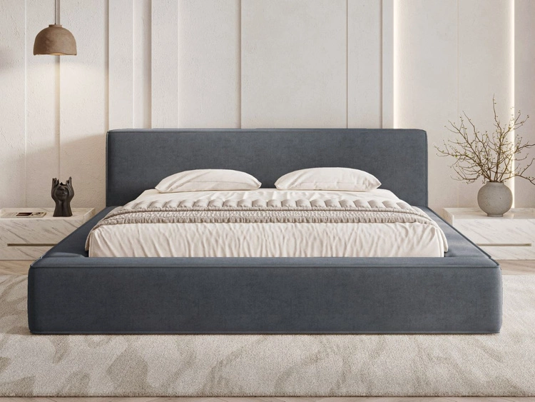 Łóżko tapicerowane z pojemnikiem i stelażem 180x200 Mali Ciemnoszare