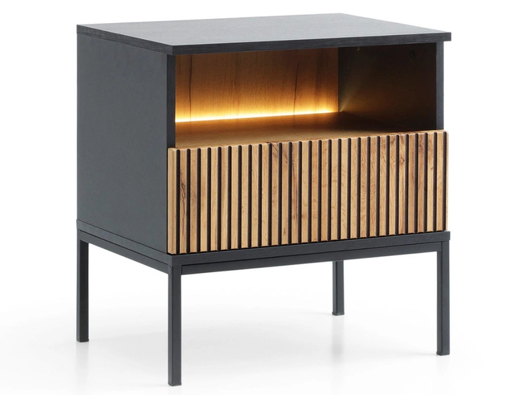 Stolik nocny z szufladą i oświetleniem LED Deo Dąb Wotan