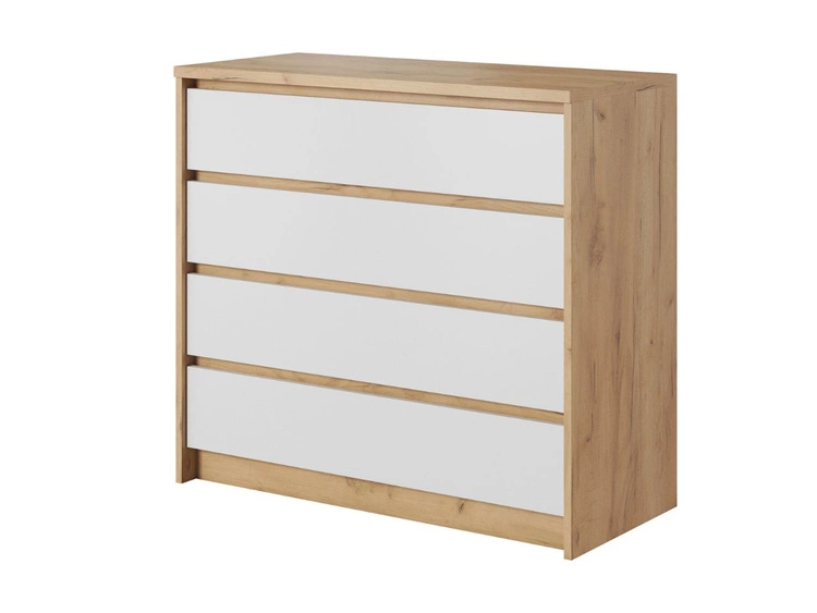 Komoda z 4 szufladami Baffi Dąb Craft Złoty, Biała