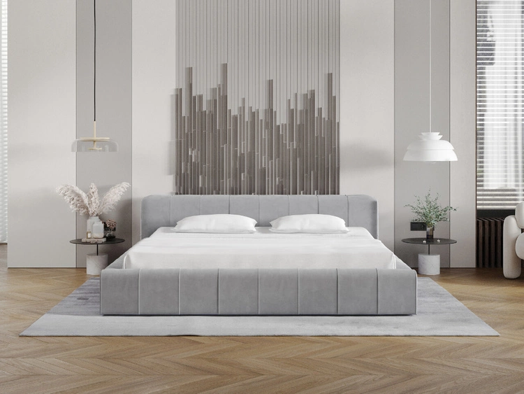 Łóżko tapicerowane z pojemnikiem i stelażem 180x200 Lipari Szary