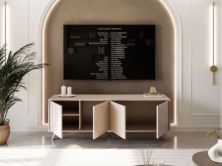 Szafka RTV pod telewizor z drzwiczkami na kaszmirowych nóżkach Vivance Kaszmir połysk