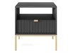 Stolik nocny z szufladą Amber czarny na złotych nogach