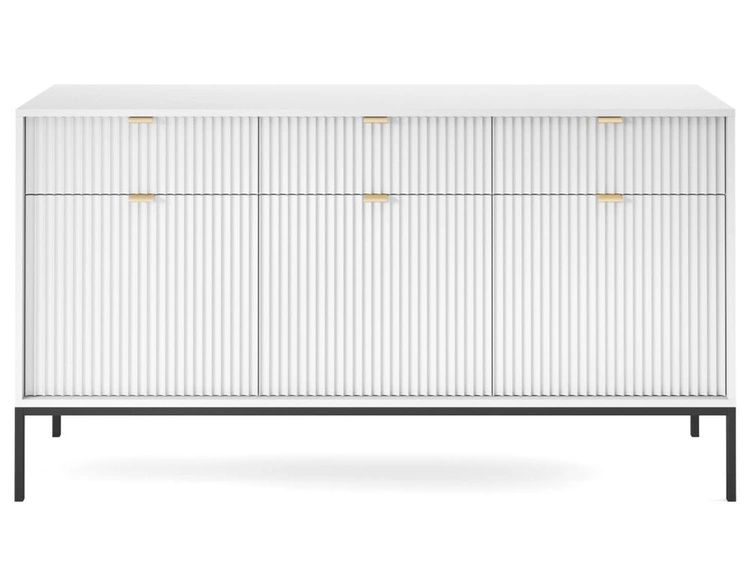 Komoda z drzwiami i szufladami Amber biała na czarnych nogach