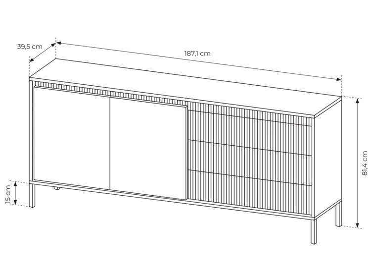 Komoda z drzwiami i szufladami 187 cm Sorano Czarna