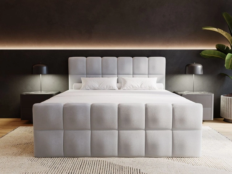 Łóżko kontynentalne z pojemnikiem na pościel 160x200 Alicante Szare