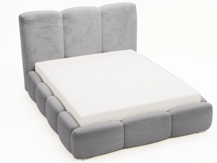 Łóżko tapicerowane z pojemnikiem i stelażem 160x200 cm Bubble Szare