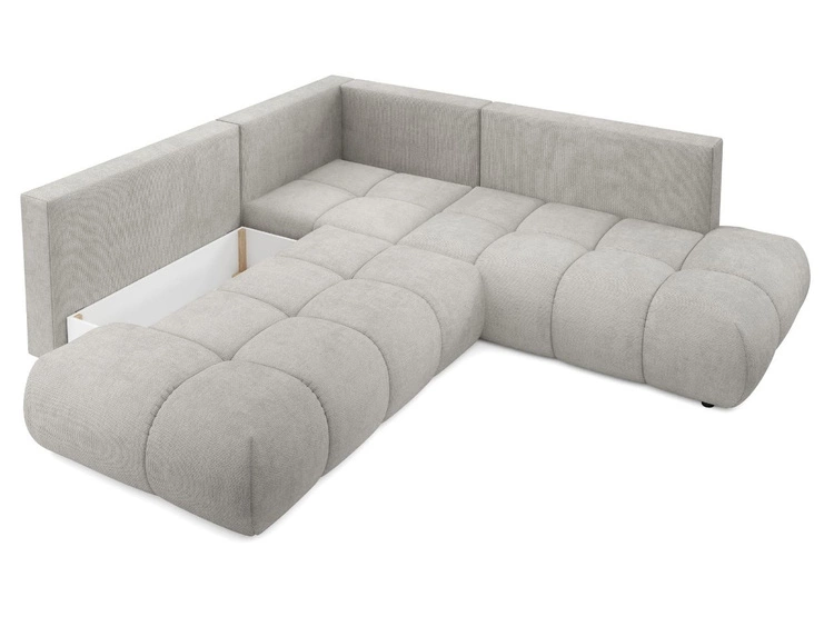 Narożnik z funkcją spania i pojemnikiem Prawy Kair Jasnoszary