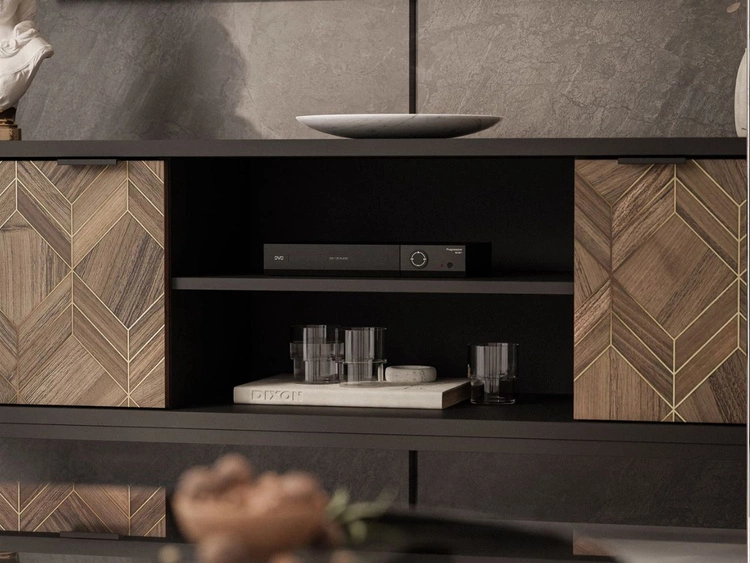 Szafka pod telewizor z drzwiczkami Tavio Czarna