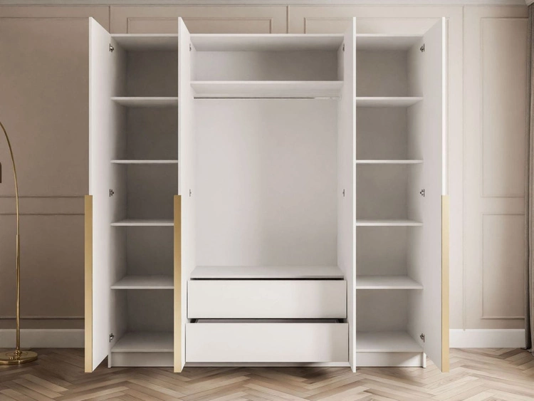 Szafa czterodrzwiowa z drzwiami uchylnymi Ameli Biały Połysk