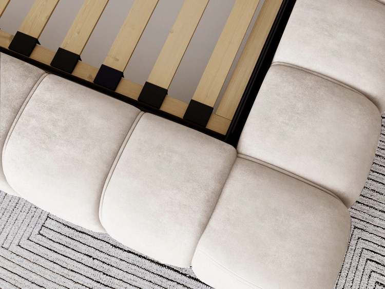 Łóżko tapicerowane z pojemnikiem na pościel i stelażem 160x200 Italia Kremowe