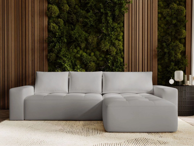 Narożnik L Prawy z funkcją spania i pojemnikiem Portland Jasnoszary