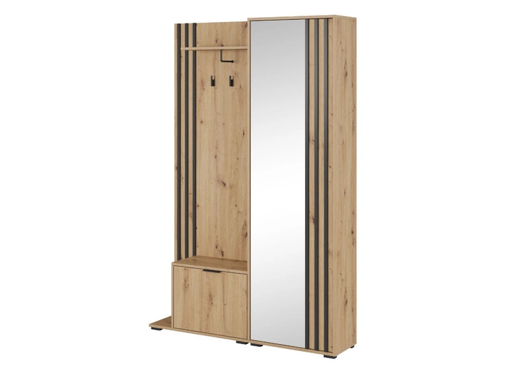 Garderoba z lustrem Macron Dąb Artisan z lamelami