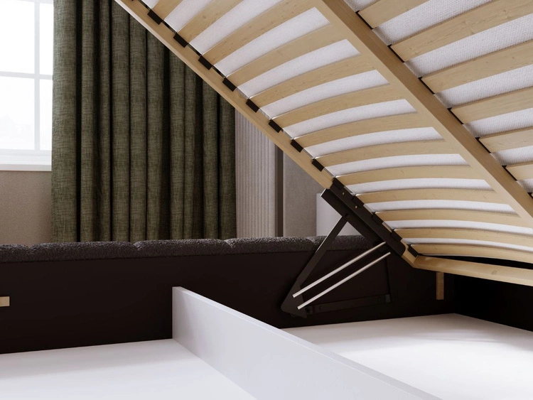 Łóżko tapicerowane z pojemnikiem i stelażem 180x200 Orio Czarny