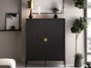 Wysoka komoda dwudrzwiowa ze złotymi uchwytami Orlean czarny mat