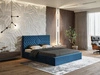 Łóżko tapicerowane z pojemnikiem i stelażem 140x200 Loris Ciemnoniebieskie