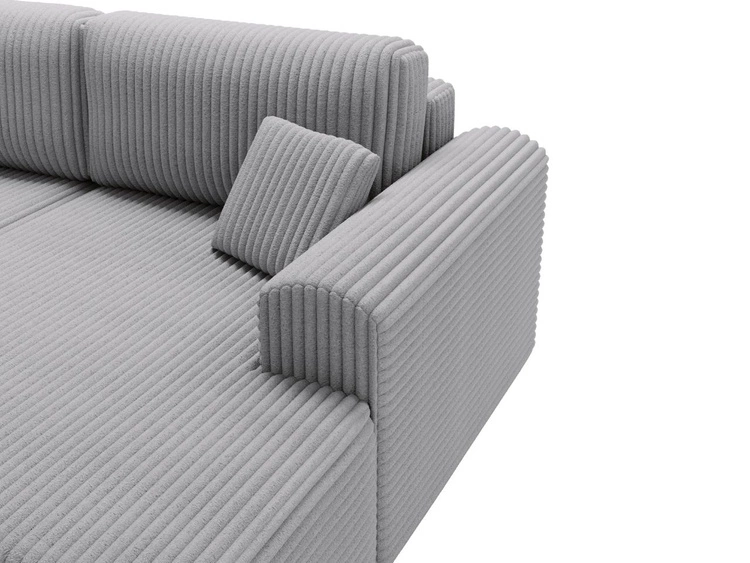 Narożnik z funkcją spania i pojemnikiem Belvio prawy Jasnoszary