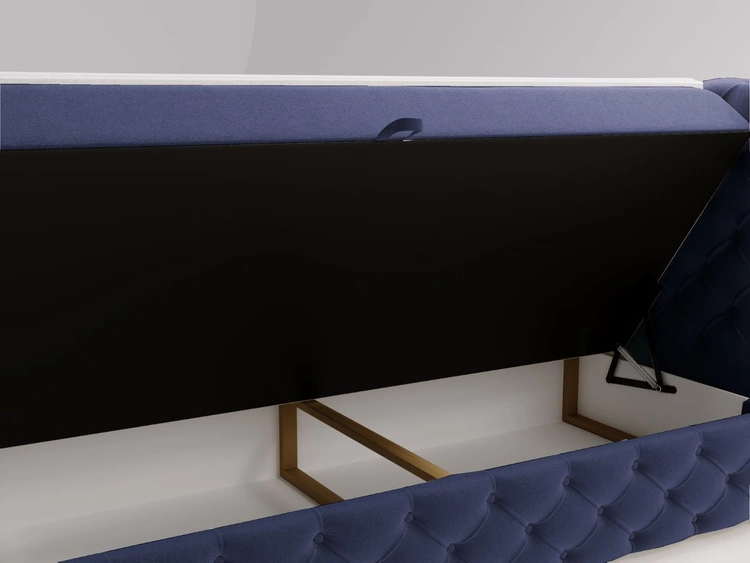 Łóżko kontynentalne z pojemnikiem na pościel 140x200 cm Canolo Niebieskie