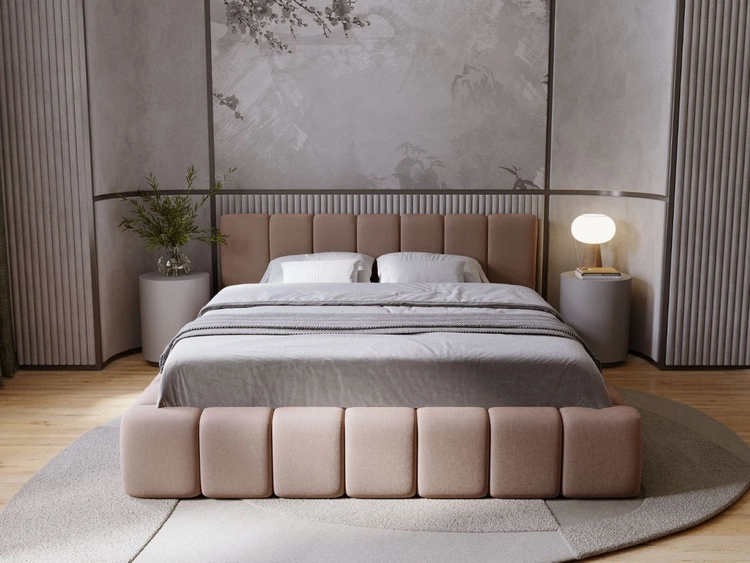 Łóżko tapicerowane z pojemnikiem i stelażem 160x200 Orio Brązowy