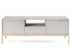 Szafka RTV pod telewizor z szufladami i drzwiczkami Amber Szara na złotych nogach
