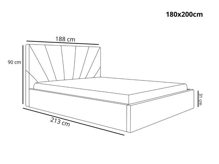 Łóżko tapicerowane z pojemnikiem i stelażem 180x200 Orlo granatowe
