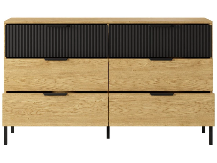Komoda z 6 szufladami Bolzano Dąb Bałtycki, Czarna