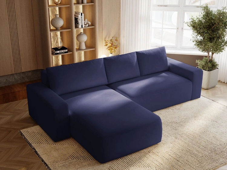 Narożnik L Lewy z funkcją spania i pojemnikiem Tazones Granatowy