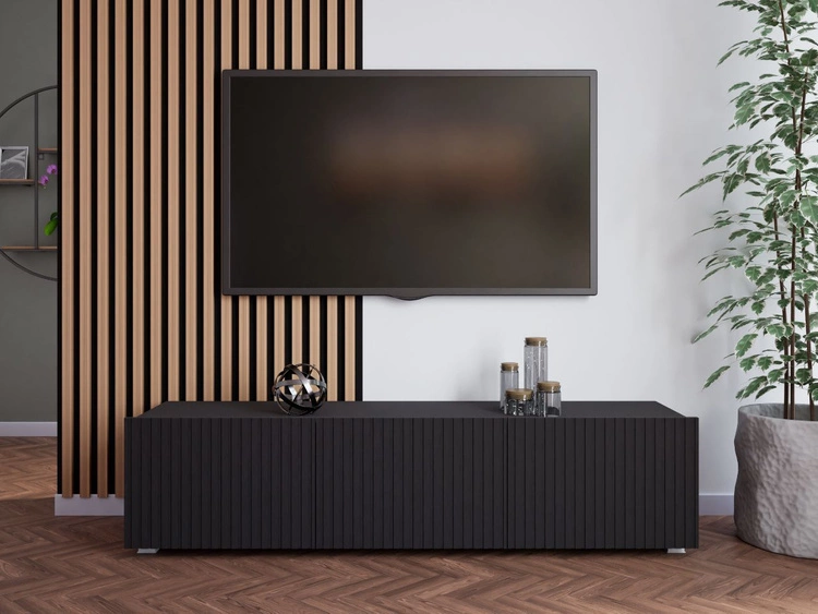 Szafka pod telewizor z drzwiczkami Kioto Czarna