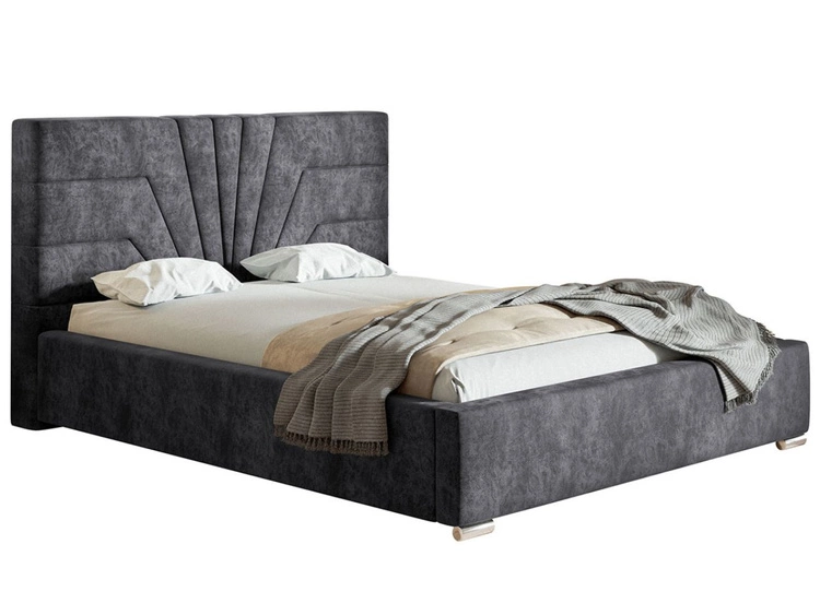 Łóżko tapicerowane z pojemnikiem i stelażem 180x200 Tesis Ciemnoszare