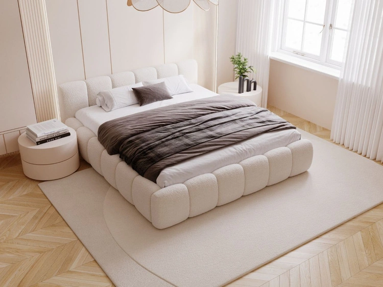 Łóżko tapicerowane z pojemnikiem i stelażem 160x200 Cloud Low beżowe