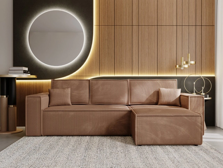 Narożnik L uniwersalny z funkcją spania i pojemnikiem Prato XL Brązowy