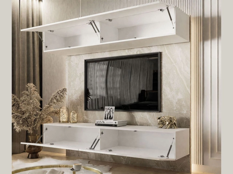 Wisząca meblościanka do salonu Sorelle Biały połysk