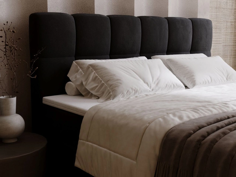 Łóżko kontynentalne z pojemnikiem na pościel 160x200 Maison Czarne