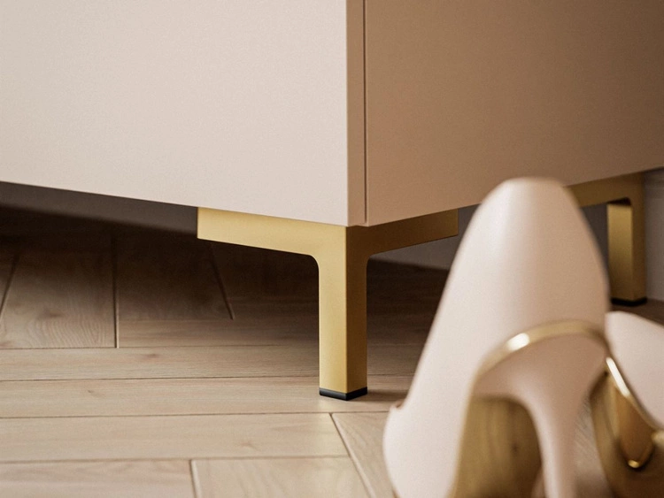 Komoda z szufladami i oświetleniem LED na złotych nogach Nuveo Kaszmir