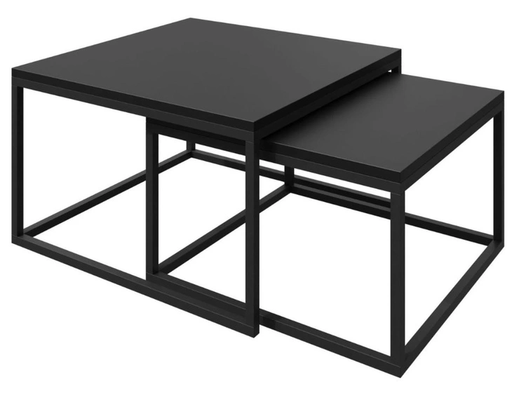 Stolik kawowy na czarnym metalowym stelażu z czarnym blatem Asumi 36x42