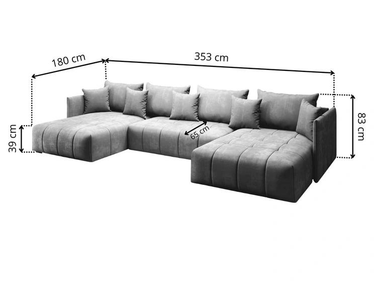 Narożnik U z funkcją spania i pojemnikiem Ardi U beżowy